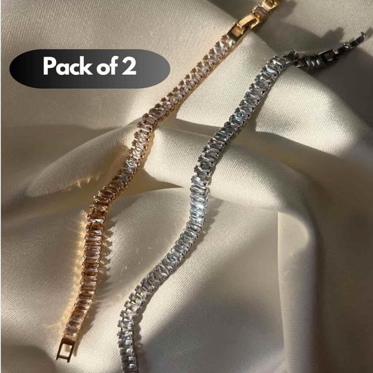 Emerald Diamond Tennis Bracelet Pack of 2